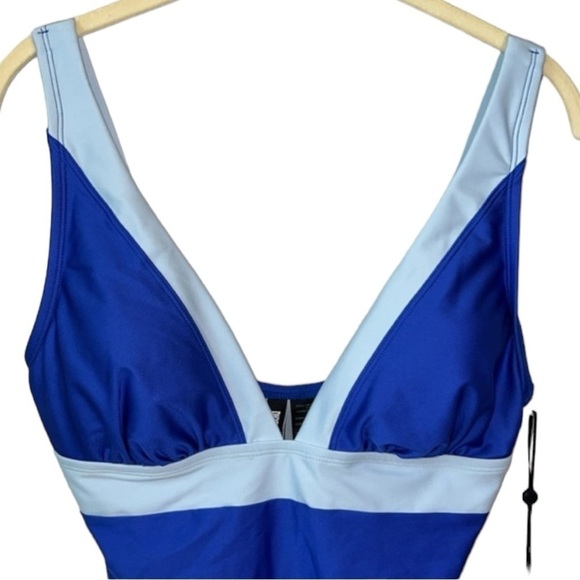DKNY Lapis Blue Colorblock One Piece Swimsuit Size 8 - Picture 6 of 13